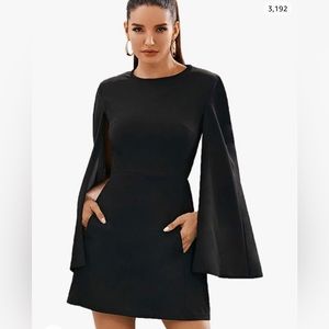 SHEIN black mini dress cape sleeves size Small